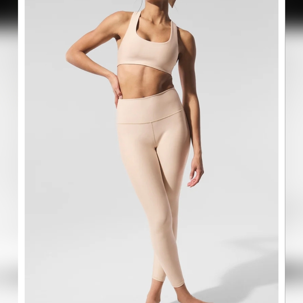 ALO Yoga Women's Cream Nude High-Waist Legging & Sports Bra Set